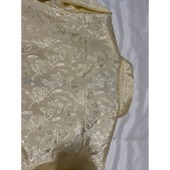 VTG 80s Butter Yellow Floral Jacquard Windbreaker Jacket Size PL Div Rousso EVR - Picture 11 of 16